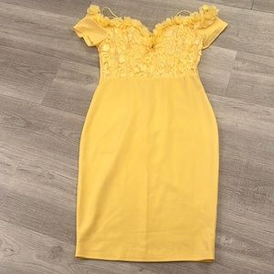 Half Embroidered Yellow Dress
